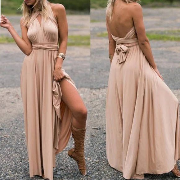 Bridesmaid Multi-Way Strap Wrap Maxi Dress - Picture 3 of 5